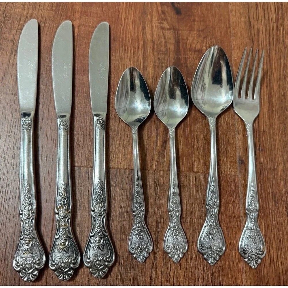 NORMANDY Stainless Japan Vintage Floral Roses Replacements Fork Spoon Knife Lot